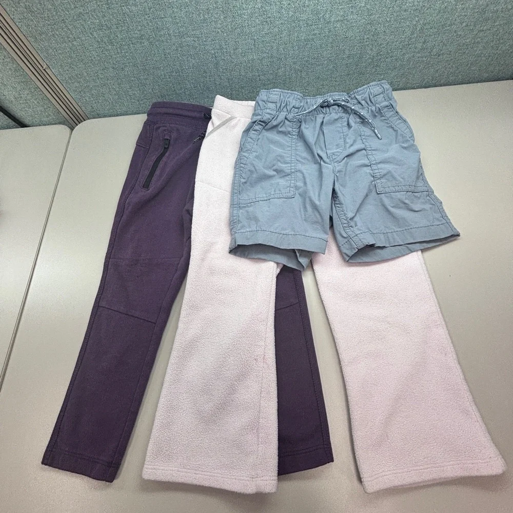 Set of Three 3T GAP Bottoms (1 Purple GapFit, 1 Pink Fleece, 1 Gray Short)